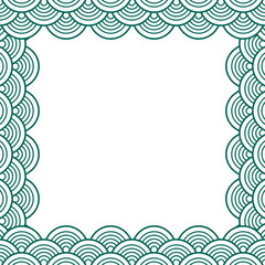 Green Teal Traditional Wave Japanese Chinese Border