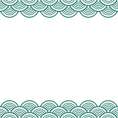 Green Teal Traditional Wave Japanese Chinese Border