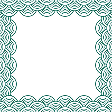 Green Teal Traditional Wave Japanese Chinese Border