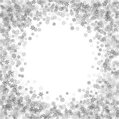 Fototapeta premium Frame or border of random scatter snowflakes