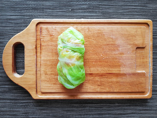 cabbage roll on the cutting board