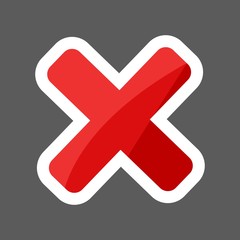 Obraz premium Cross prohibition vector colored sticker icon. Layers grouped for easy editing illustration. For your design.