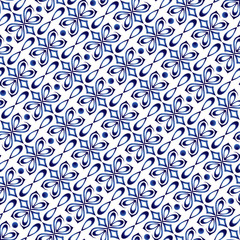 Ceramic tile pattern. Islamic, indian, arabic motifs. Damask seamless pattern. Porcelain ethnic bohemian background.  Abstract flower