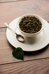 Mukhwas or Tambul is a fine mixture of Paan masala. It's popular mouth freshener from India consumed after meals. Also offered to Goddess Durga devi in puja
