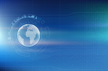 Planet earth on the digital technology background