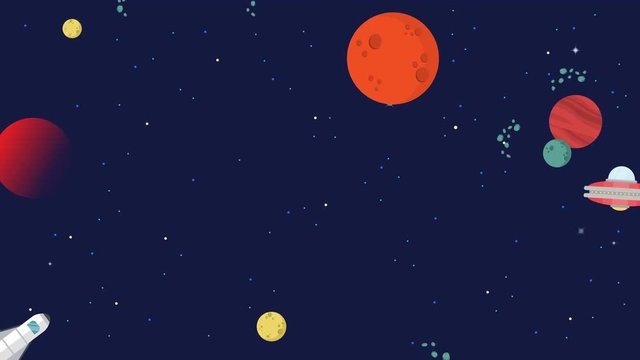 Collection of space with planet animation