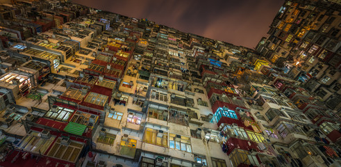 Overcrowded residential building in Hong Kong