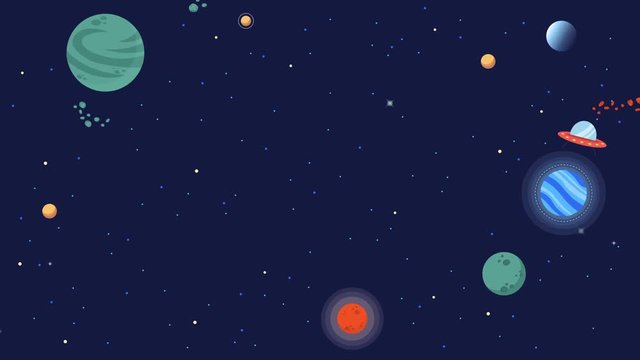 Collection of space with planet animation