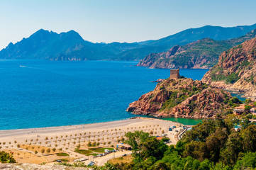 Fototapeta premium Coastal Village of Porto, Corsica, France