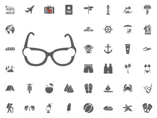 Sunglasses icon. Summer holidays and Traveling vector icons set.