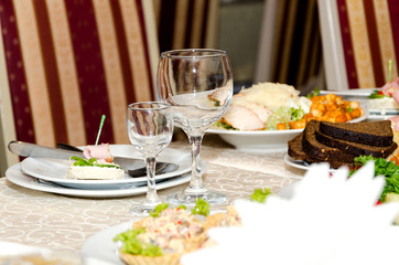 festive dinner in the restaurant is beautiful