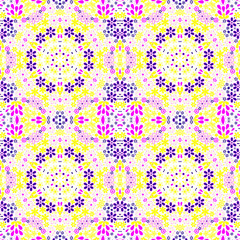 Seamless floral pattern kaleidoscopic mosaic flowers print