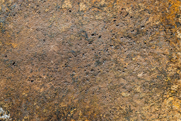 Textured metal surface with detailed traces of corrosion, rust and scratches