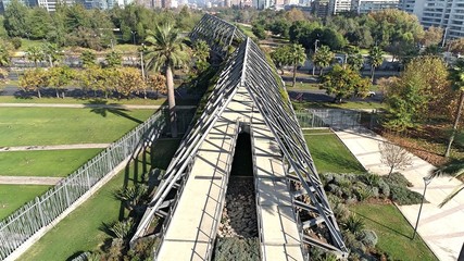 Aerial view of a park and city landscape