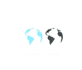 Global world icon ( black and blue ) 