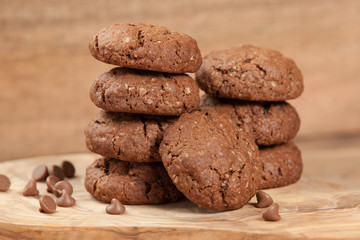Home Baked Oat Cookies With Chocolate.