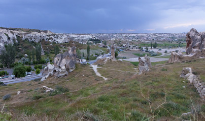 Landscape of the ancient caves of Cappadocia, Turkey