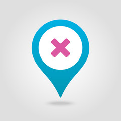 Obraz premium Delete pin map icon. Map pointer, markers.