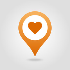 Heart pin map icon. Map pointer, markers.