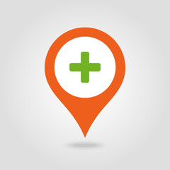 Obraz premium Plus, Hospital ,Pharmacy, Clinic pin map icon.