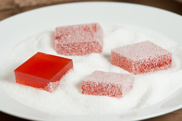 Home Made Fruit Jelly. Marmalade On Plate.