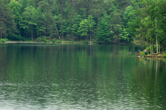 fishing next to lake