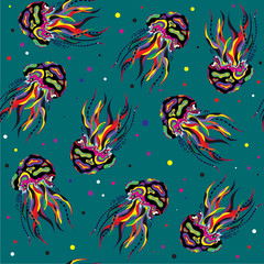 Undersea world. A bright and dangerous jellyfish.