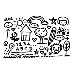 Children hand draw doodle icon