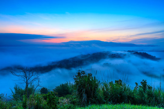 Ta-Kian-Ngo, Landscape sea of mist on the mountain in Phetchabun province  Thailand.