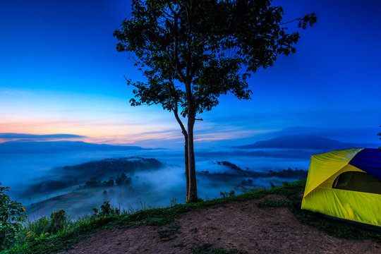 Ta-Kian-Ngo, Landscape sea of mist on the mountain in Phetchabun province  Thailand.