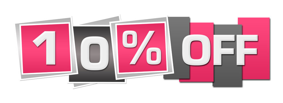 Discount Ten Percent Off Pink Grey Stripes Squares 