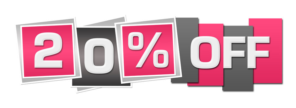 Discount Twenty Percent Off Pink Grey Stripes Squares 