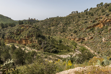 Fototapeta na wymiar Sicilian canyon by Verdura river.