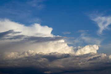 Beautiful blue sky and light and dark clouds