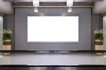 Blank advertising billboard at airport,mockup poster media template ads display