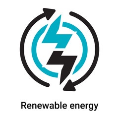Renewable energy icon vector sign and symbol isolated on white background, Renewable energy logo concept
