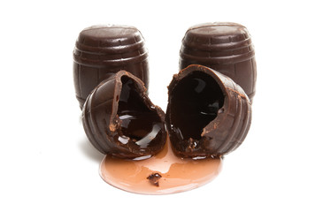 chocolate candies with liqueur isolated