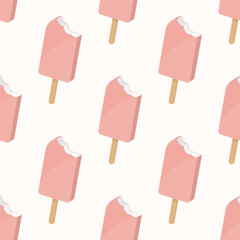 Seamless pattern ice cream, ice lolly. Vector background