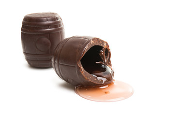 chocolate candies with liqueur isolated