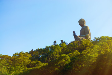 Giant Buddha on sunset