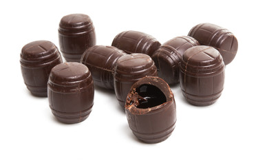 chocolate candies with liqueur isolated