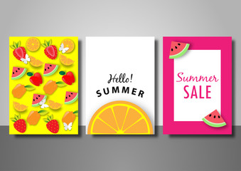 Summer sale background set vector illustration template