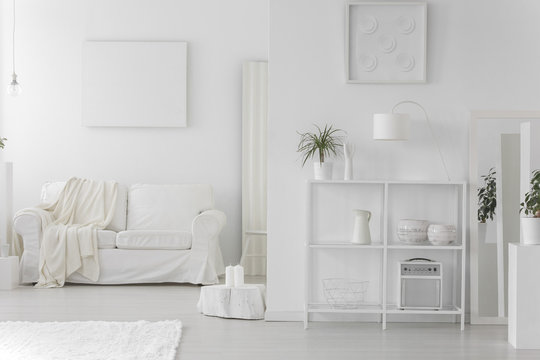 Simple white living room interior