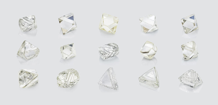 Different shapes diamonds isolated on white background