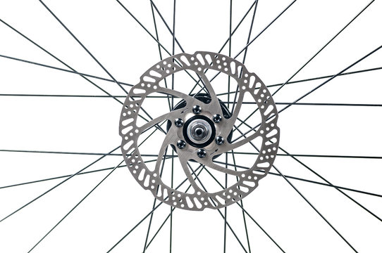 bicycle wheel with brake disk close-up