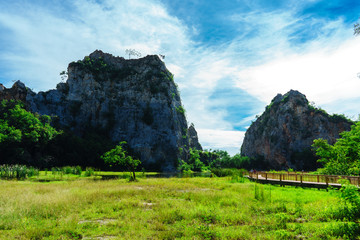 Fototapeta na wymiar The khao ngoo rock park it is mountains at beautiful of nature..