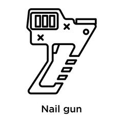 Nail gun icon vector sign and symbol isolated on white background, Nail gun logo concept