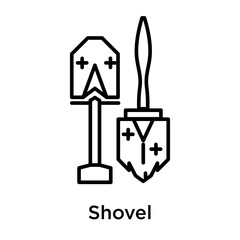 Shovel icon vector sign and symbol isolated on white background, Shovel logo concept