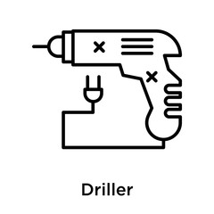 Driller icon vector sign and symbol isolated on white background, Driller logo concept