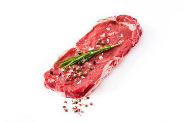 Raw beef steak ready to be cooked isolated on white background

